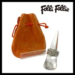 M【Folli Follie】ハート クローバー 3連 リング SV925 SILVER/シルバー 総重量約7.5g #52 約13号 ラインストーン 指輪 フォリフォリ (59327H3a)