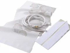 振袖用 正絹 丹後ちりめん ラメ 梅柄 帯揚げ・帯締め・重ね衿 3点セット ホワイト系 h-463