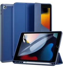 ★ESR iPad 9世代 ケース 10.2インチ 第9/8/7世代通用(2021/2020/2019年) スリムな三つ折りスタンドケース ペンシルホルダー付き Pencil 2 対応 自動ウェイク/スリープ 柔軟 耐久性保護 Reboundシリーズ ブルー