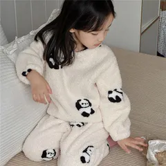 ルームウェア キッズ パジャマ 上下セット パンダ 部屋着 寝巻き 子供 厚手 防寒 もこもこ あったか 男の子 女の子