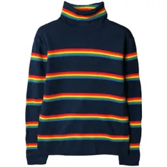 古着 マルチボーダー タートルネック アクリルニットセーター レディースL相当/eaa597016