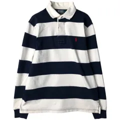 古着 ラルフローレン Ralph Lauren POLO by Ralph Lauren CUSTOM FIT ボーダー柄 長袖 ラガーシャツ メンズM相当/eaa601395