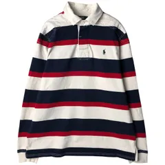 古着 ラルフローレン Ralph Lauren POLO by Ralph Lauren CUSTOM FIT ボーダー柄 長袖 ラガーシャツ メンズL相当/eaa601399