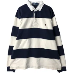 古着 ラルフローレン Ralph Lauren POLO by Ralph Lauren ボーダー柄 長袖 ラガーシャツ メンズXL相当/eaa602801