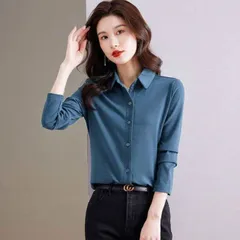 シャツ ブラウス レディース 長袖 トップス 秋冬 裏起毛 防寒 暖かい インナー オフィス カジュアル ビジネス 通勤 事務服 厚手 大人 シンプル 大きいサイズ