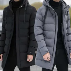 コート メンズ アウター ダウンジャケット フード付き ロングコート ファイバーダウン 中綿 ミドル丈 軽量 撥水 防風 防寒 暖かい スポーツ観戦 旅行 通勤 通学 お出かけ 秋 冬