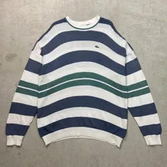 LACOSTE ラコステ ボーダー コットンニットセーター メンズ2XL相当 80年代 80s VINTAGE ヴィンテージ フランス製 