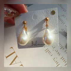 【イヤリング】樹脂パール ピアス ドロップ しずく ゴールド＊上品 大人可愛い 揺れる ホワイト アイボリー 高見え シンプル フェミニン きれいめ 韓国風 カジュアル 通勤 デート 結婚式 入学式 卒業式 オケージョン フォーマル  （No.108-A）