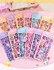 【新品】LABUBU ラブブ クレヨンしんちゃん カピバラ クロミ メロディー おしり ぷくぷくシール 6 枚セット マシュマロ スクイーズ 3D 立体シール 可愛い キャラクター シールセット 手帳デコ スクラップブック 日記帳