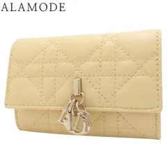 クリスチャン・ディオール カナージュ My Dior Glycine マイディオール グリシーヌ ウォレット コインケース カードケース ミニウォレット 財布 ラムスキン ベージュ イエロー黄 S0966ONIW 40802171626【中古】【アラモード】