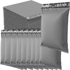 UTST 梱包 袋 宅配ビニール袋 100枚 色付き 宅配袋 郵便 ふくろ 梱包用資材 テープ付き (灰色100枚L)