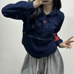 アディダス 新モデル ネイビー スウェットシャツ フーディーTシャツ (L)