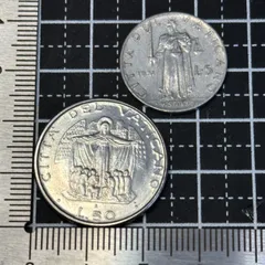 【バチカン市国】ヨハネ23世 リラ硬貨2枚セット（50リラ＋5リラ）／慈愛と信仰を描く宗教モチーフ 教皇貨幣 130
