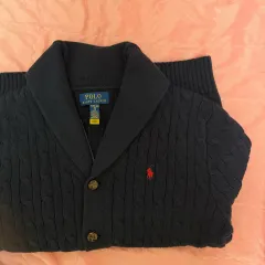 新正規品 ポロ BOYS PLANET(ボイプラ) ケーブル ニット コットン ショール カーディガン ネイビー