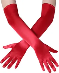 COMFORTIS ウェディンググローブ サテン 手袋 ロンググローブ 結婚式 レディース (エターナルレッド,  Free Size)