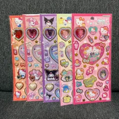 サンリオ キャラクター キラキラジュエルシール 5枚セット ハローキティ／マイメロディ／クロミ／ポムポムプリン／けろけろけろっぴ／タキシードサム　ジュエルシール