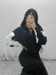 ナイキ オールドスクール ヴィンテージ バイカラー ハーフジップ クロップド Tシャツ M C07780