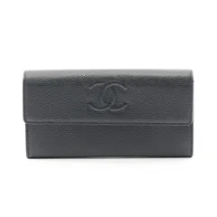 シャネル CHANEL 二つ折り長財布 ココマーク ブラック キャビアスキン(グレインドカーフ) ZIP長財布 レディース Used A