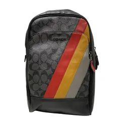 COACH(コーチ) ワンショルダーバッグ シグネチャー柄 C1362 黒×レッド×マルチ レザー