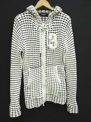 1PIU1UGUALE3 RELAX ウノピゥウノウグァーレトレ 3ロゴ ビッグワッフル ジップパーカー サイズ：JP M 白×黒 M005-1223-4