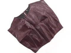 ZARA ザラ フェイクレザー 型押し バックジップ ベスト sizeM/赤茶 ◇■ レディース