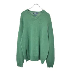 90年代 Polo by Ralph Lauren ポロ ラルフローレン Vネック コットンニットセーター (メンズ XL)中古 古着 V9468