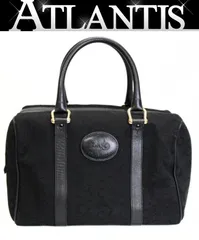 セリーヌ CELINE ヴィンテージ Cマカダム ボストンバッグ  キャンバス×レザー 黒 【73091】