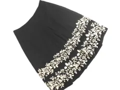 LAURA ASHLEY ローラ アシュレイ 花柄 Aライン 台形 スカート size13/黒 ■■ レディース