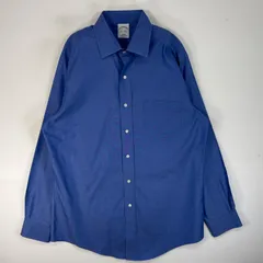 古着 ブルックスブラザーズ Brooks Brothers 長袖シャツ 胸ポケ カラーステイ M  ブルー系 無地 メンズ