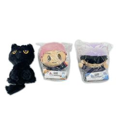 미사용 BANDAI 3점 정리 판매 주술회전 이치 반 쿠지 쵸코 봉제 인형 A상 D상 인형 장난감 옥견(흑) 태그 첨부