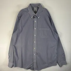 古着 ブルックスブラザーズ Brooks Brothers 長袖シャツ 胸ポケ CLASSIC ボタンダウン L  ネイビー系 ストライプ メンズ