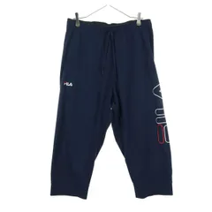 美品 FILA フィラ ロゴ 七分丈 ロングジャージパンツ XO ネイビー レディース 古着