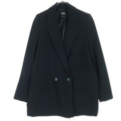 ZARA ブラック ダブルブレスト ジャケット Mサイズ - メルカリ