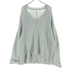 美品 earth music&ecology アースミュージックアンドエコロジー 長袖 Vネック セーター F ライトグレー レディース 古着