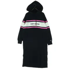 TOMMY JEANS トミージーンズ ロゴマーク 長袖 ロングワンピース S ブラック レディース 古着