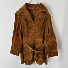 R00085｜ノーブランド｜レザージャケット｜スエード｜茶色｜ブラウン｜ベルト付き｜Y2K｜90S｜古着｜一点物｜ヴィンテージ｜USA古着｜大人気｜フォロー割あり｜メンズ｜ストリート｜アメカジ
