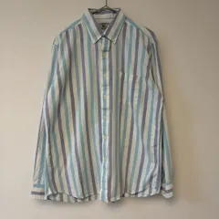 R00527｜LACOSTE｜ラコステ｜長袖シャツ｜ストライプ｜メンズ｜Y2K｜90S｜古着｜一点物｜ヴィンテージ｜USA古着｜大人気｜フォロー割あり｜ストリート｜アメカジ｜カジュアル