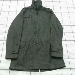 ◇ ⊇ 【レミュー LES MUES】スタンドカラーコート チャコールグレー系 メンズ Mサイズ E  【1509190008029】