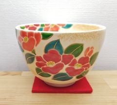 逢絢亭・新品】茶道具 茶碗 杣山焼 色絵 春草の図 杣山契月 共箱入り