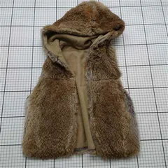 ◇ ⊇ 【ビュル デ サボン bulle de savon】ラビットファー フード付きベスト レディース Fサイズ ベージュ系 E  【1510290025359】