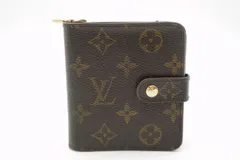 ルイ ヴィトン モノグラム コンパクトジップ 二つ折り 財布 サイフ M61667 LV Unisex PVCレザー 茶 ブラウン Louis Vuitton 4897k