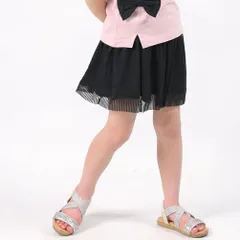 [スミクロ]子供服 ストライプ チュールスカッツ 女の子 キッズ  子供服 こども服 スカート インナー付き 90 100 110 120 130 140 春夏 evercloset ever closet エバクロ エバークローゼット