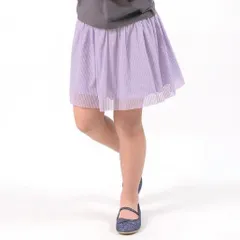 [ライトラベンダー]子供服 ストライプ チュールスカッツ 女の子 キッズ  子供服 こども服 スカート インナー付き 90 100 110 120 130 140 春夏 evercloset ever closet エバクロ エバークローゼット