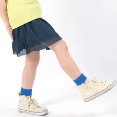 [ネイビー]子供服 ストライプ チュールスカッツ 女の子 キッズ  子供服 こども服 スカート インナー付き 90 100 110 120 130 140 春夏 evercloset ever closet エバクロ エバークローゼット