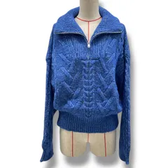 GANNI ガニー Chunky Cable Zipper Blouse チャンキーケーブル ハーフジップニット セーター プルオーバー ハイネック ウール アルパカ 青 ブルー Sサイズ レディース 冬 ゴーゴー古着久喜倉庫店 4 北No.1462のサムネイル