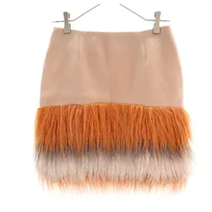 Lily Brown リリーブラウン ファー切替 ミニスカート 1 ペールオレンジ レディース 古着