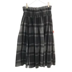 Y's ワイズ 日本製 チェック柄 ロング丈 ギャザースカート 1 チャコールグレー レディース 古着