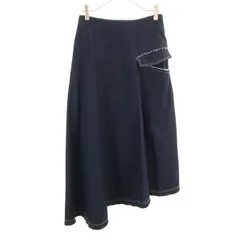 美品 Y's ワイズ 日本製 ロング丈 アシメ デニムスカート 1 インディゴ レディース 古着