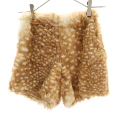 美品 Kate Spade ケイトスペード バンビ柄 フェイクファー ショートパンツ 140 ブラウン キッズ 古着