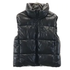 美品 GAP ギャップ フェイクレザー 中綿ベスト S ブラック メンズ 古着